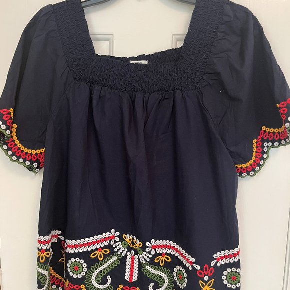 crown & ivy Tops - CROWN & IVY Navy Embroidered Top NWOT